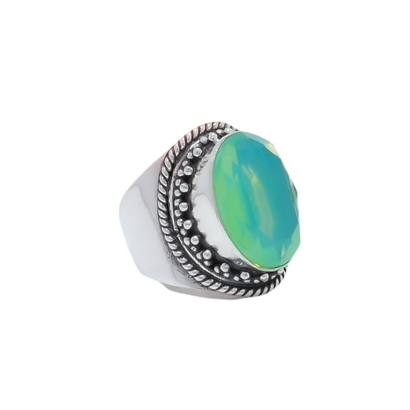 Green Milky Opal Gemstone 925 Sterling Silver Ring, 18X13 mm Oval Gemstone Ring, Green Ring, Christmas Gift, Unique Jewelry Ring, Adjustable Ring V876