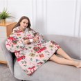 thumbnail image 5 of Oversized Wearable Blanket Hoodie,Pink Christmas Red Truck and Snowman Pattern Sherpa Blanket Hoodie with Super Pockets,Super Warm Fuzzy Pullover for Women & Men, 5 of 6