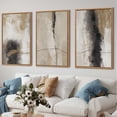thumbnail image 2 of Large Modern Abstract Shapes Framed Wall Art Set Neutral Black and White Canvas Wall Decor Minimalist Nordic Wall Painting Set of 3 for Living Room Bedroom Dining Room Office 24"x36", 2 of 9