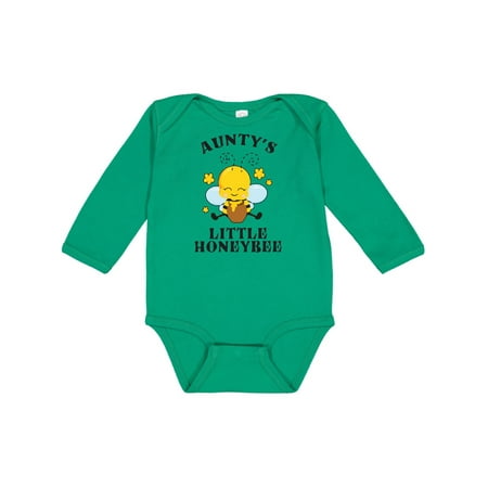 

Inktastic Cute Bee Aunty s Little Honeybee with Stars Gift Baby Boy or Baby Girl Long Sleeve Bodysuit