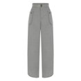 thumbnail image 4 of Baggy Sweatpants For Women Solid Color Mid-waist Double Button Casual With Pocket Gray Pants And Sweatpants (S), 4 of 6