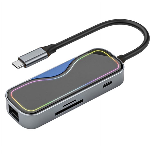 Estación de acoplamiento tipo C 7 en 1, puerto de red Gigabit, concentrador, extensor, divisor USB 3.0