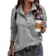 thumbnail image 1 of Sudadera SHEWIN, talla grande, cuello en V, para mujer, gris, 1 of 5