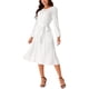 thumbnail image 4 of Vestido midi casual de manga larga con cuello redondo y cintura atada para mujer INSPIRE CHIC con bolsillos M blanco, 4 of 5