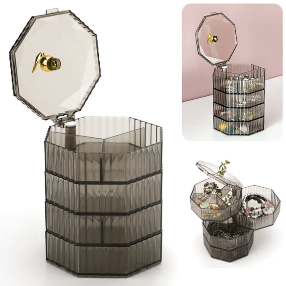 EEEkit Jewelry Organizer with Handle, Transparent Jewelry Storage Container for Rings Earrings Necklaces