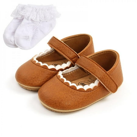 

Promotion!Baby Boy PU Leather Shoes Soft-soled Toddler Shoes + Socks Two Piece 0-18M