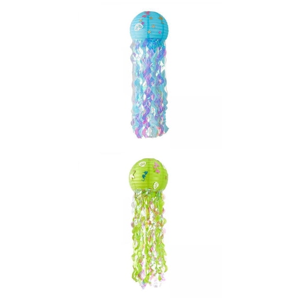 Linterna de medusas,Linternas de papel de medusas colgantes de sirena,Jelly Fish Lantern Interior Decoración exterior,Lámpara de medusas para fiestas Linternas de papel colgantes,Decoración