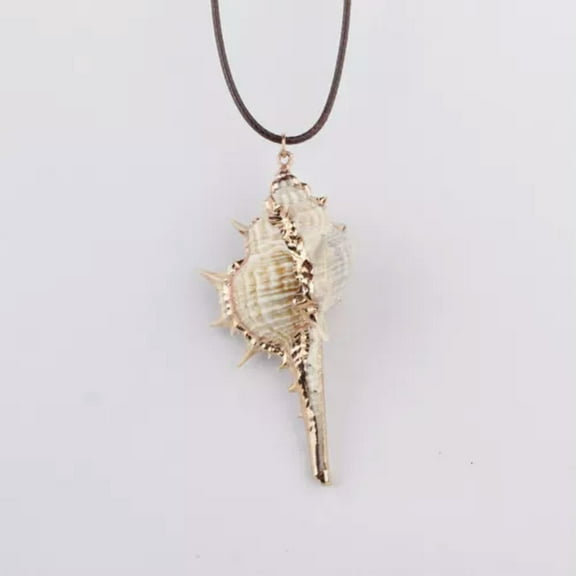 Cowrie Shell Pendant Choker Necklace Brown Pu Leather Chain Seashell Necklaces