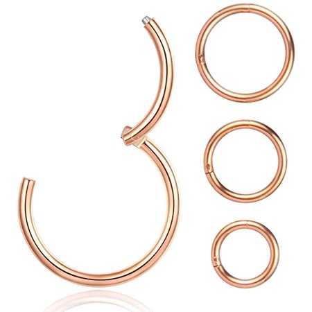 kidsjoy 4Pcs 16G 18G Surgical-Steel-Piercing-Ring-Nose-Rings-Hinged-Hoop-Earrings,6mm 8mm 10mm 12mm Seamless Stainless Steel Clicker Eyebrow Septum Piercing Hoop, Body Jewelry Set