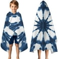 thumbnail image 3 of Blue Tie Dye Star Pattern Hooded Bath Towel，50"x30" for Ages 3 To 12 Kids, Quick Dry Lightweight Soft Microfiber Hood Beach Towel Cover Up for Kids, 3 of 7
