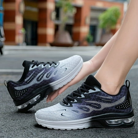 

Women s Sporty Running Shoes Ombre Color Lace-up Casual Sneakers With Air Cushion Non-slip Breathable Mesh Walking Shoes