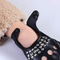 thumbnail image 1 of Guantes de rendimiento de cuero Pu con medio dedo y cinturón con remaches Punk para mujer, 1 of 2
