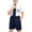 B-White, variant on Boys 3 Piece Back to School Uniform Set Crest Collared Short Sleeve Shirt Matching Neck Tie Elastic Waist Dress Shorts Outfit 2-17T