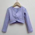 thumbnail image 3 of Girls Ballet Wrap Top Dance Dress Cover up Long Sleeve Cotton Dance Shrug Dance Leotard for Kids, 3 of 6