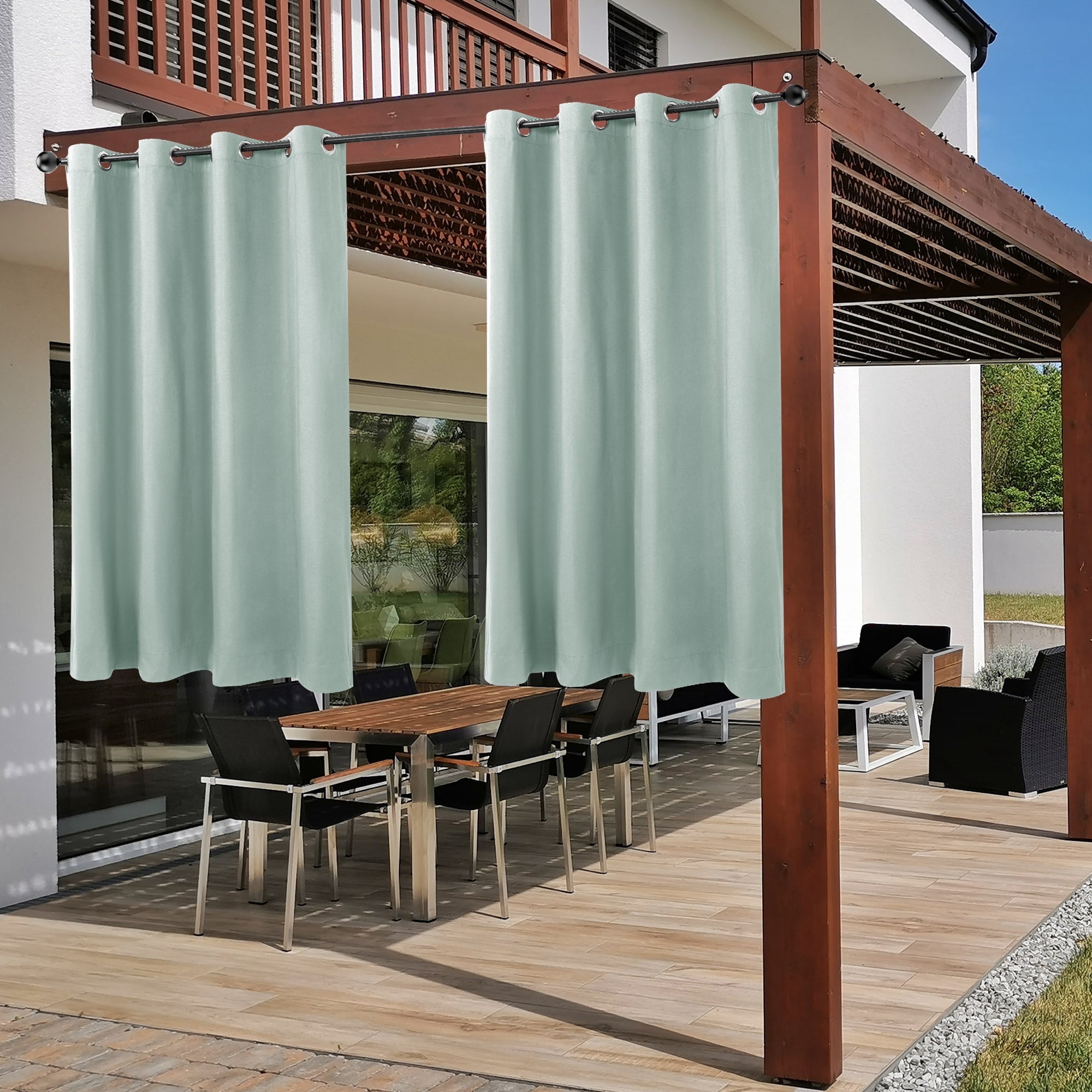 REGALWOVEN Blackout Curtains 2 Panels for Bedroom with Black Liner , Double Layer Grommet Thermal Insulated Living Room Curtain Light Sage 52"Wx63"L
