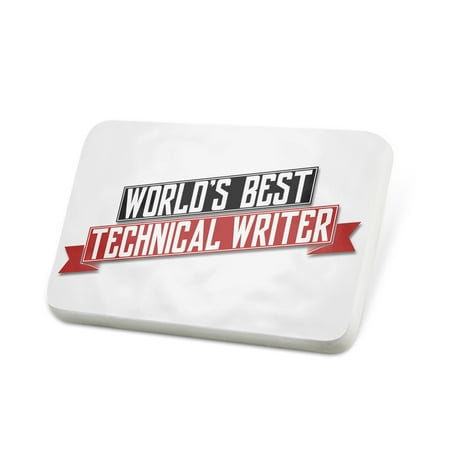 Porcelein Pin Worlds Best Technical Writer Lapel Badge –