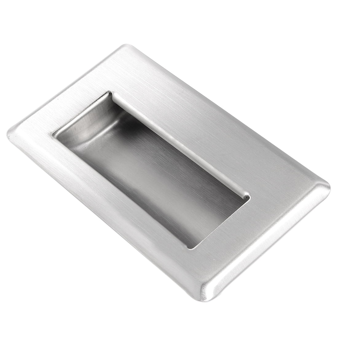 Txinmin 2 Pack Concealed Drawer Pull Handles - Recessed Finger Insert, Silver Zinc Alloy, 85mm Hole Centers