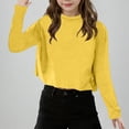 thumbnail image 2 of SERTG Children Solid Color Fashionable Short Tops Long Sleeves Round Neck Sweatshirt Spring Fall Loose T-shirt for Kids 5-13 Years (Yellow,9 Years), 2 of 8