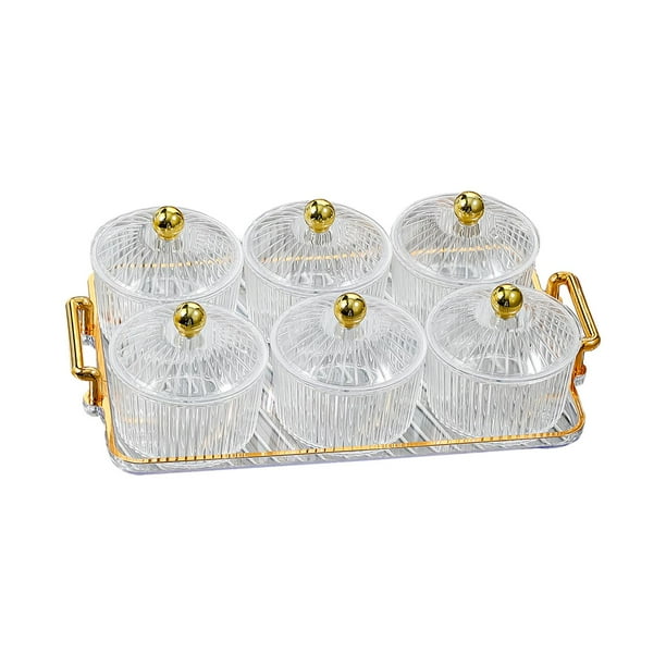Plato Nórdico para Servir Aperitivos y Frutas Perfecl Bandeja de Condimentos 3 o 4 o 6 Tazones Transparentes