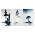 thumbnail image 2 of Designart "Blue Watercolor Tree by Rural Cottage II" Landscape Forest Wall Art Set Of 3 - Forest Blue Canvas Set For Living Room Decor, 2 of 6