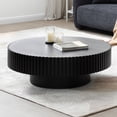 thumbnail image 3 of Kevinplus 39.27" Round Wood Coffee Table,Modern Handcraft Drum Coffee Tables for Living Room, Apartment, Black, 3 of 11