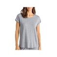 thumbnail image 3 of Hanro Women's Natural Elegance Short Sleeve Sleep Tee, Grey Melange, Medium, 3 of 4