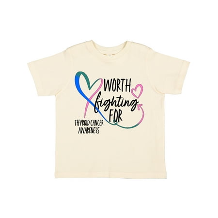 

Inktastic Thyroid Cancer Awareness Pink Blue Teal Heart Ribbon Gift Toddler Boy or Toddler Girl T-Shirt