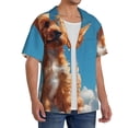 thumbnail image 2 of Gukieu Blue Sky Cloud Puppy Print Men's Short-sleeved Shirts, Button-down Pocket Shirts, T-shirts, Beach Vacation Travel Summer Clothing-XX-Large, 2 of 5