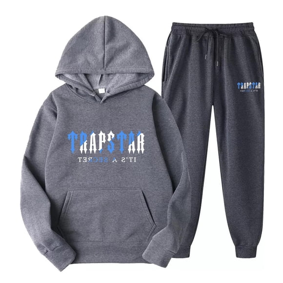 Trapstar Hoodies for Women Sets Long Sleeve Graphic Sweatshirts Loose Trapstar Street Hip-hop Pullover Sweatshirts+Sweatpants Women Set of 2 Classic Sweatshirts(Gray, L)