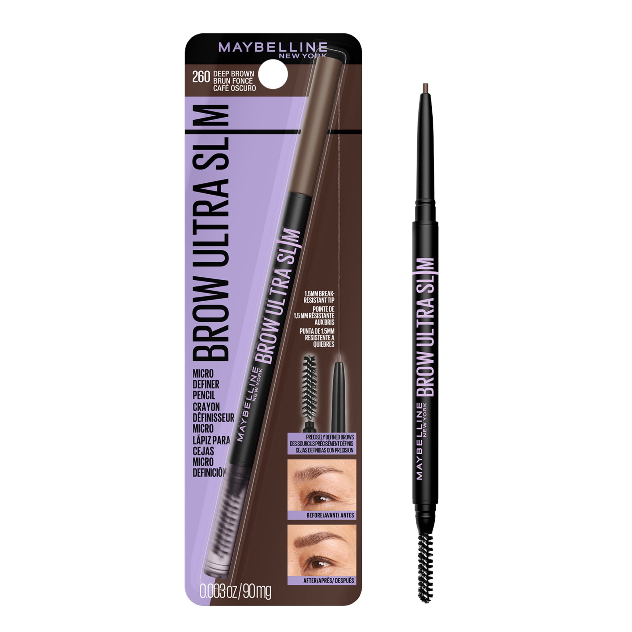 (6 pack) Maybelline Express Brow Ultra Slim Pencil Eyebrow Makeup, Deep Brown