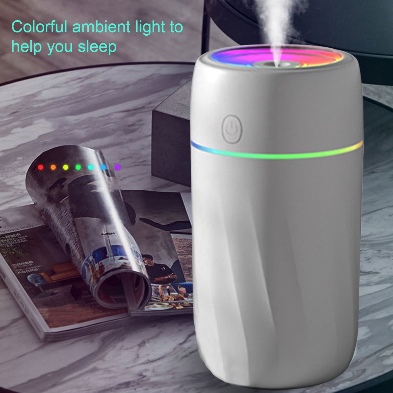 USB Humidifier With Colored Light Quiet Cool Mist Humidifier For Bedroom And Office Plants Easy To Clean Personal Desktop Cool Mist Air Humidifier Super Quiet for Car Office Home