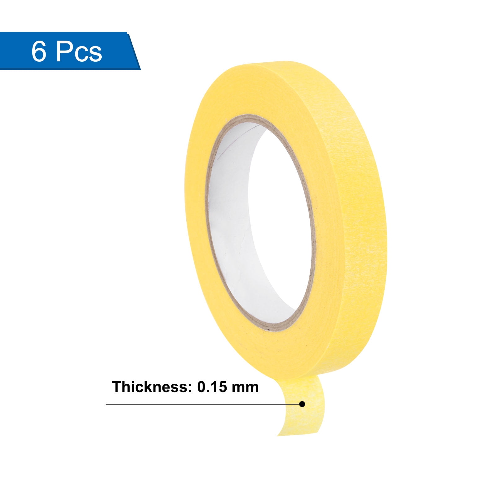 Uxcell 6Pcs 0.7 inch Wide 60 Yards Yellow Masking Tape Painters Tape Rolls for Home Office