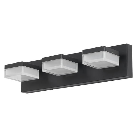 TICOZE 18 Inch 3-Light Modern LED Vanity Light in Matte Black with Transparent Acrylic Shades, Dimmable Bathroom Mirror Lighting Fixture