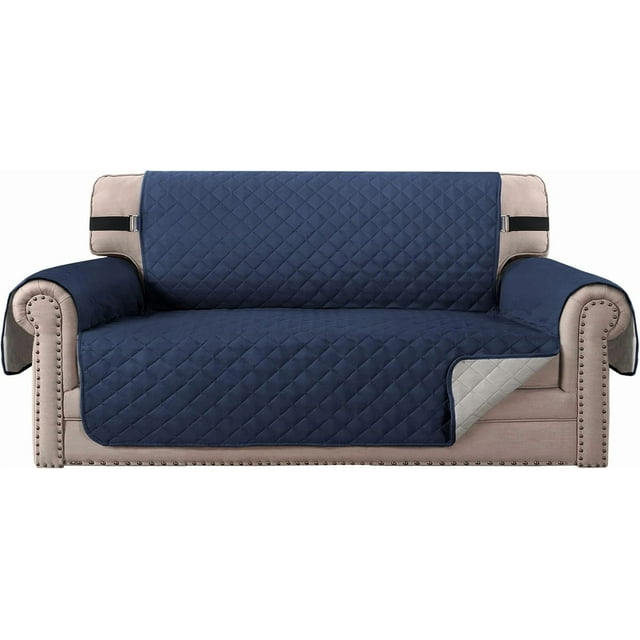 Reversible Quilted Chair Cover Water Chair Slipcover Furniture Protector Washable Chair Couch Cover with Elastic Strap for Kids Dogs Pets(Armchair Grey/)