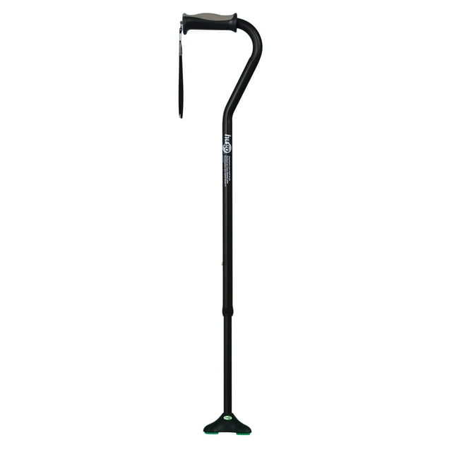 Bastón Hugo Mobility 731-857 de cuatro patas con desplazamiento ajustable y punta ultraestable, color ébano