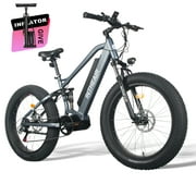 ZNH Electric Mountain Bicycle 26" 4.0" Fat Tire Ebike for Adult Electric Bike 750W Mid Drive Motor FourBar Linkage Full Suspension, Gray