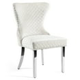 thumbnail image 4 of Furniture of America Vera Glam Nailhead Trim Dining Chairs, White and Chrome (Set of 2), 4 of 15
