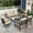 Beige - Swivel Chair+Fixed Chair+Ottomans, variant on Alpha Joy 5 Seat Outdoor Patio Furniture Set Metal Conversation Set with Swivel Chairs & Table Outside Furniture Sofa Sets for Backyard, Lawn, Deck, Beige