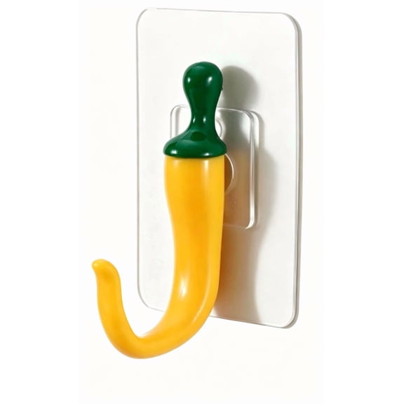 Yellow Chili Pepper Wall Hooks (6-Pack), Vintage Metal Hangers for Kitchen, Bathroom & Bedroom - Wall Organizer for Towels, Coats, Hats, Keys & Clothes