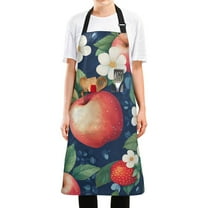 Yayeee Chief Kitchen Apron with Pockets for Cooking Water Resistant Unisex Adjustable Neck Strap, Blue Apple Pattern