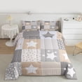 thumbnail image 2 of Feelyou Cartoon Orange Stars Full Size Comforter Sets for Kids, Polka Dots Patchwork Bedding Comforter Set, Buffalo Plaid Reversible Bedding Sets, Lightweight Room Decor, 3 Pieces, 2 of 8