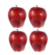 Hemoton 4pcs Lifelike Red Delicious Apples Adornments False Fruits Props (Dark Red)