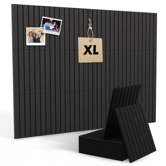 Vision Board - Cork Board for Walls, 48" x 36" | 12 Pack | Cork Board Tiles, Felt Bulletin Board, Large Corkboard, Cork Panel for Office, Felt Wall Panels, Cork Panels, Corkboard Roll (Black)