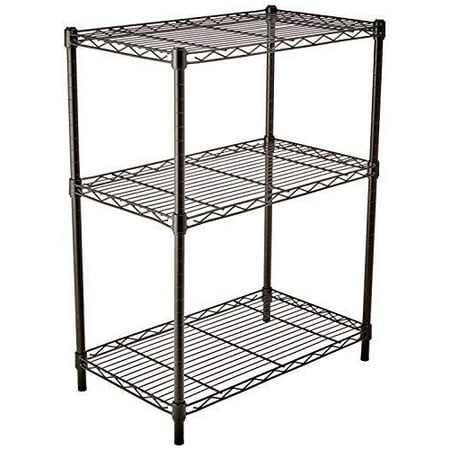 Basics 3-Shelf Adjustable, Heavy Duty Storage Shelving Unit (250 lbs loading capacity per shelf), Steel Organizer Wire Rack, Black (23.3L x 13.4W x 30H)