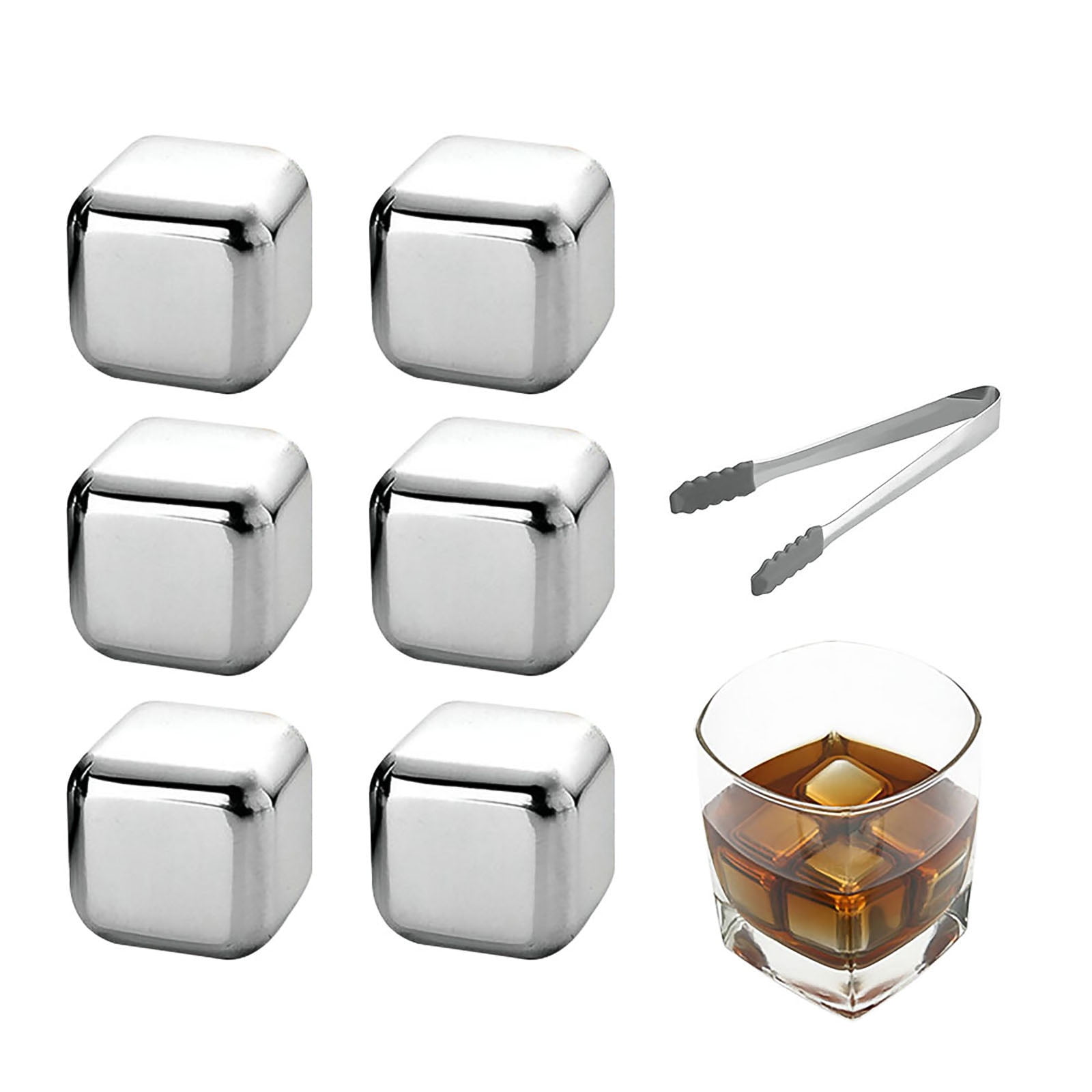 8pcs 304 Stainless Steel Whiskey Wine Stones Reuseble Cooler Ice Cubes Ball+Box 