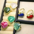 thumbnail image 2 of 1pc Chakra Love Heart Crystal Rings Gemstone Quartz Bead Jewerly Gift Adjustable, 2 of 5
