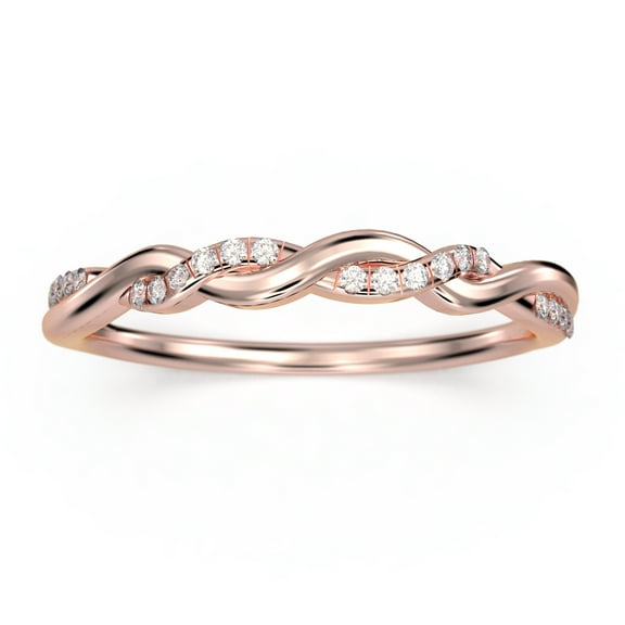 0.22 ct 1mm round cut 10K rose gold twisted vine Diamond Moissanite ring.