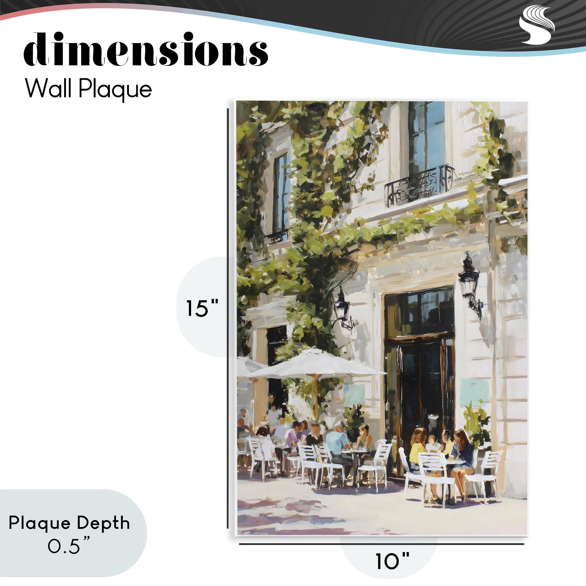Stupell Industries Streetside Cafe Terrace with Ivy Wall Plaque Art, design by Petal Prints Design