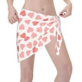 thumbnail image 2 of Wukai Pink Hearts1 Women’s Short Sarongs Beach Wrap Bikini Bottom Short Skirt Chiffon Scarf for Swimwear, 2 of 4