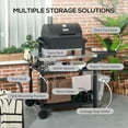 thumbnail image 5 of Outsunny Three-Shelf Outdoor Grill Cart with Foldable Side Table, 46" x 21.75" Stainless Steel Pizza Oven Stand, Movable Food Prep Table on Wheels, 5 of 9